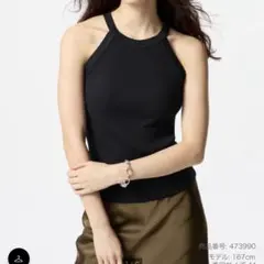 ✨ほぼ未使用✨ユニクロ　ホルターネックブラタンクトップ　M 黒