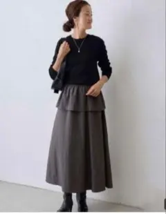 新品同様 ビアズリー 2024 ペプラムニットコンビワンピース ロング F 黒灰 ビアズリー ペプラムニットコンビワンピース 2024年 - メルカリ