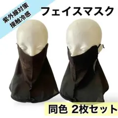 フェイスカバー 2枚 UVカット 冷感 夏用 マスク 首 目元 紫外線 黒色