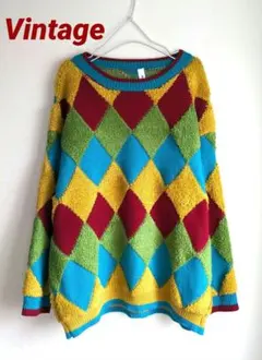 美品 ニット ヴィンテージ 古着 Мサイズ カラフル 個性的 匿名配送