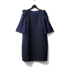⭐︎極美品⭐︎ネイビー レース袖 授乳口ファスナー付き ワンピース