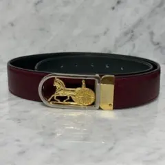 90s CELINE セリーヌ ベルト 本革 馬車金具 ホースキャリッジ 赤のサムネイル