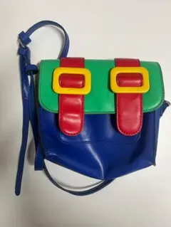 カラーブロック ミニショルダーバッグ　レトロ ポップ 個性的