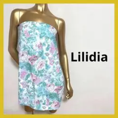 【2736】Lilidia 花柄 ベアトップ ワンピース Sのサムネイル