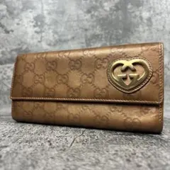 GUCCI グッチシマ ラブリーハート 長財布 メタリックブラウン