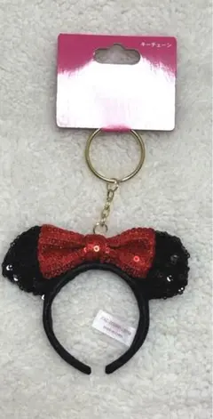 ディズニー カチューシャ キーホルダー ミニー　スパンコール
