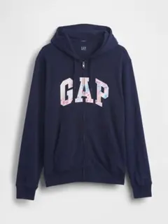 GAP ジップアップパーカー ネイビー 花柄ロゴ