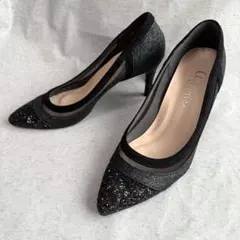 DIANA グリッターチュールパンプス ラメ ブラック 24 結婚式 アルテミス