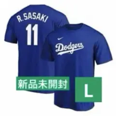 NIKE ドジャース 佐々木朗希 ネーム＆ナンバー Tシャツ ブルー　L 半袖のサムネイル