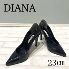 ✨美品✨　DIANA　レザー×エナメル　パンプス　ハイヒール　ブラック　23㎝
