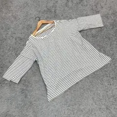 GU ジーユー ✨Ｔシャツ カットソー✨ 半袖 白 ネイビー ボーダー XL