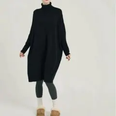 新品タグ付 coca コカ❁タートル ニットワンピース❁ブラック ニットワンピ