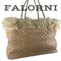 【美品】 FALORNI ファロルニ トートバッグ 編み込み モコモコのサムネイル