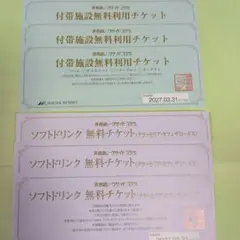 浜名湖レークサイドプラザ 付帯施設無料券3枚 　　ソフトドリンク無料券3枚のサムネイル