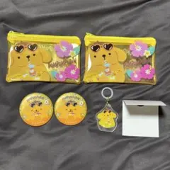 サンリオポムポムプリン サマーバケーション フラットポーチ缶バッチマークチャーム