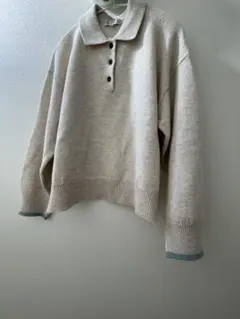 SEASON REASON 長袖襟付きニットLLクリーム