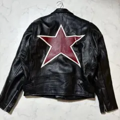 美品/XL位✨ダブル ライダースジャケット レザー 星 ブラック