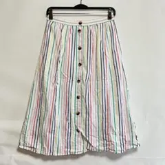 J.CREW ジェイクルー マルチストライプ フロントボタン AラインスカートS