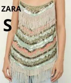 ZARA フリンジ スパンコール キャミソール ミニワンピ 未使用 タグ付き