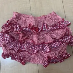 赤のギンガムチェック フリルパンツ F