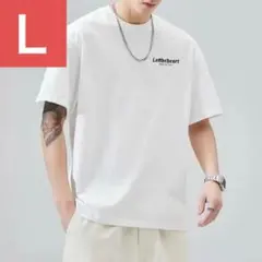 メンズ英字Tシャツ029半袖トップス（ホワイトLサイズ）春秋プリント洋服029