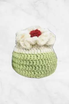即日発送可、クリームソーダ巾着　ポーチ　かぎ編み　ハンドメイド