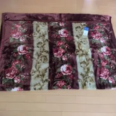 西川産業　ローズ柄 2枚合わせアクリルマイヤー毛布 ボルドーのサムネイル