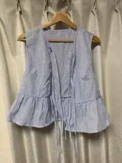 SHEIN ストライプ フリル トップス M