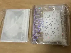 バインダー シール帳 A7 星柄 クリア　紫　パープル　透明　リフィル