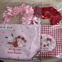 2点セット　mikko ×サンリオ 一番くじ　ミニトート ピンク　赤