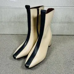 piu comoda レザー ショートブーツ ポインテッドトゥ サイドジップ37