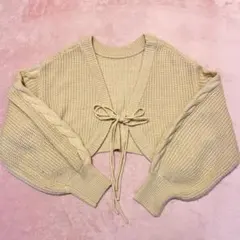 アースミュージック&エコロジー 袖ケーブルニットボレロ カーディガン