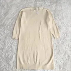 【ユニクロUNIQLO】スフレスムースワンピース　オフホワイトL（新品タグ付き）