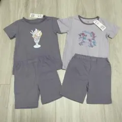 100cm トップバリュ　ユニコーン半袖半ズボンパジャマ　2組セット女の子　紫色