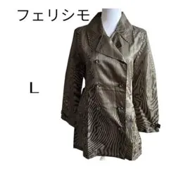FELISSIMO レインコート Lサイズ ストライプ柄 リボンベルト付 雨具のサムネイル