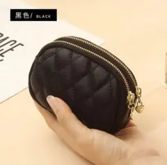 【黒】ミニポーチ キーケース 化粧ポーチ 小物入れ ミニウォレット コンパクト