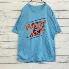 「H&M ロゴTシャツ 水色 ビッグシルエット 韓国風 ストリート L