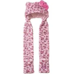 USJ ユニバ キティ ピンクヒョウ柄マフラーハット