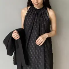 【美品】NOBLE／レザーパイピングギンガムチェックワンピースのサムネイル
