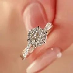 モアサナイト スターリングシルバー 925 リング ラウンド 韓国インポートフリ