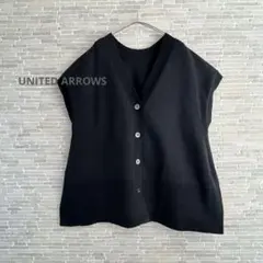 極美品 ユナイテッドアローズ P ミニフリル ニットベスト ブラック