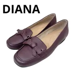 美品ダイアナ ウェルフィット ローヒールパンプス23.0 ボルドー本革オフィス