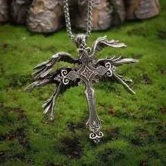 ゴシック調 天使の翼 十字架 クロス ペンダント ネックレス