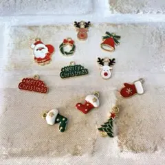 クリスマス　Xmas 合金　パーツ　チャーム　サンタ　トナカイ　１１個