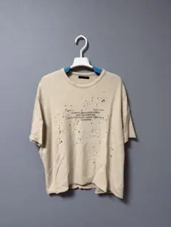 ZARA ベージュ ダメージ加工 Tシャツ