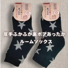 厚手ふかふか裏ボアあったかルームソックス2足セットまとめ売り RB2SBKst.