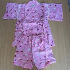 子供用 ピンク 金魚柄　甚平　ショートパンツ