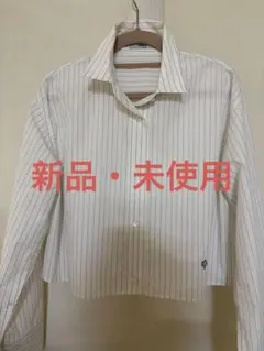 白ストライプ クロップドシャツ 長袖のサムネイル