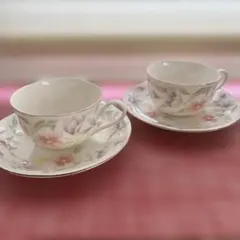 花柄カップ・ソーサーセット 2個