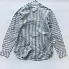 美品 MHL. マーガレットハウエル ストライプシャツ ホワイト×ネイビー日本製のサムネイル
